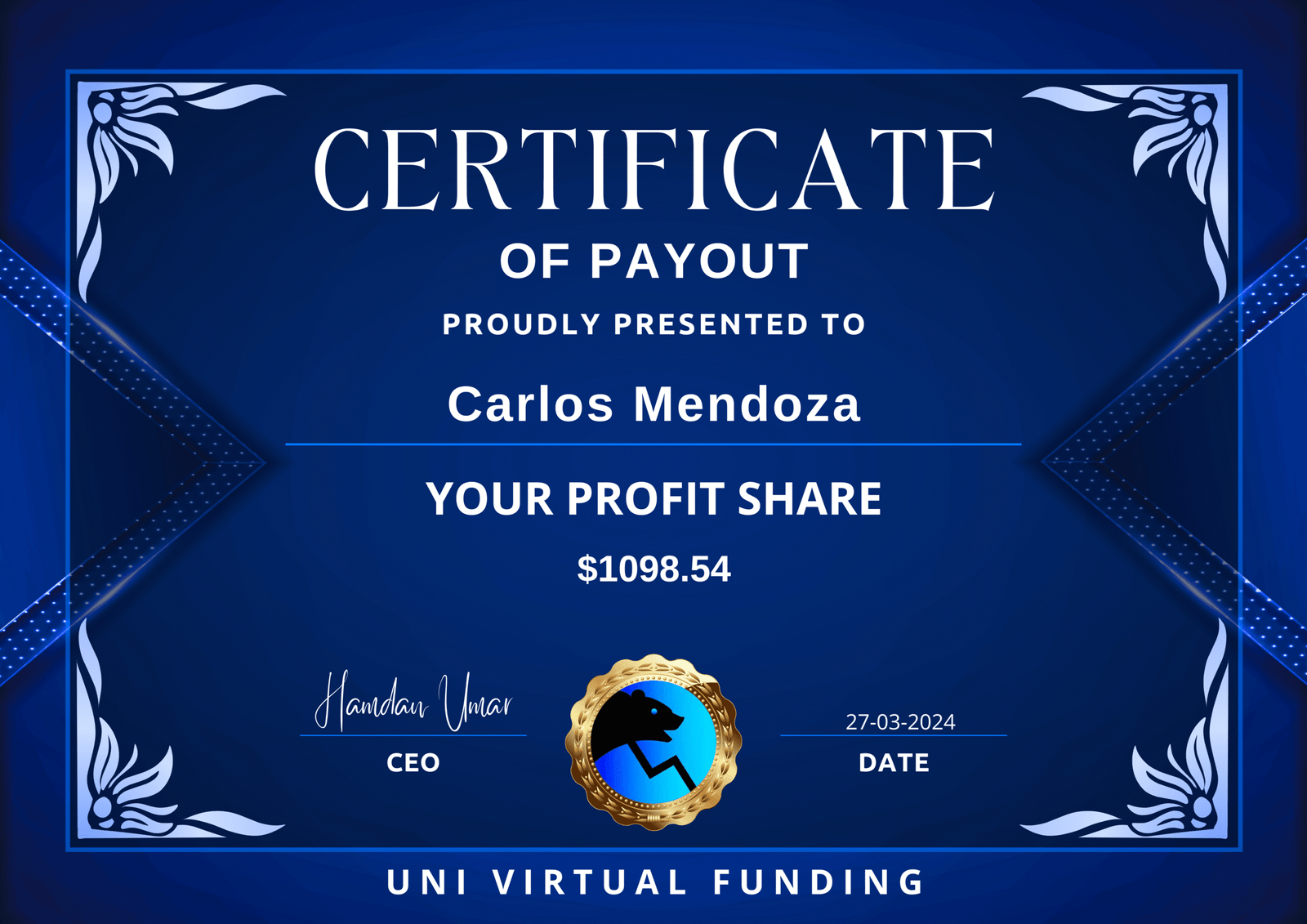 Carlos Mendoza Certificate