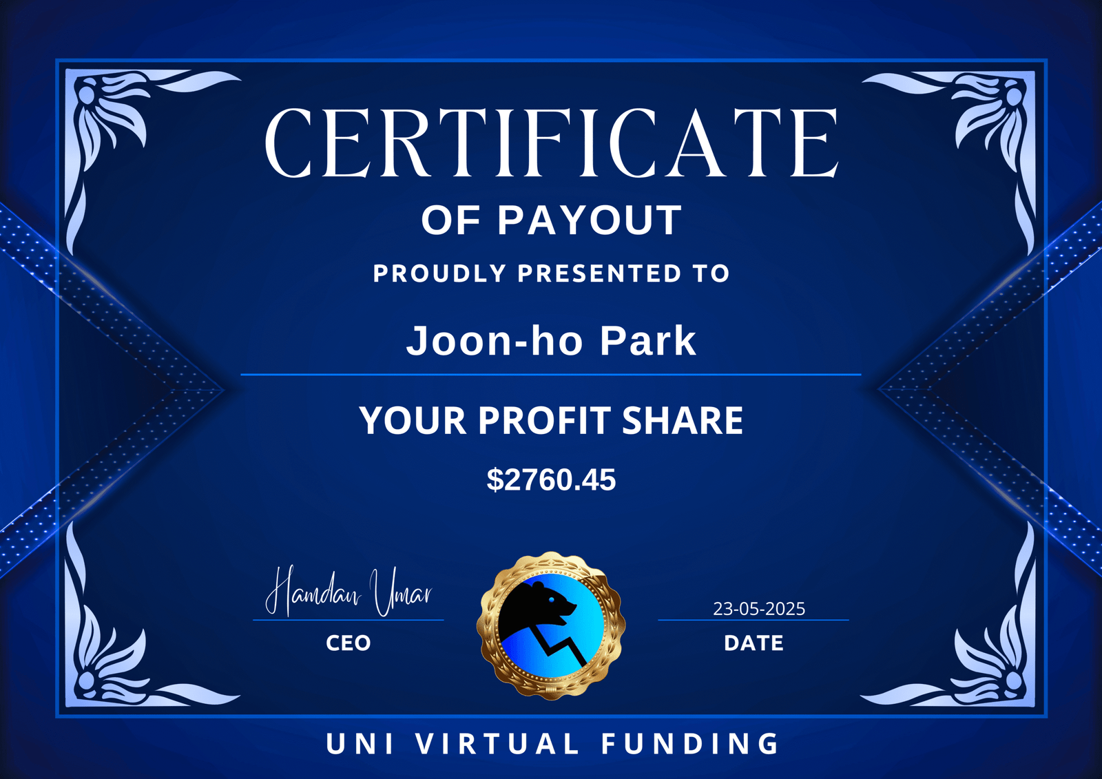 Joon-ho Park Certificate