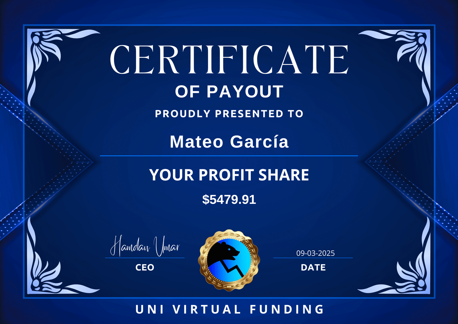 Mateo Garcia Certificate